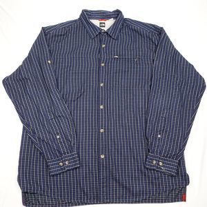 The North Face Flannel Shirt Adult XL Men Blue Plaid Button Up Long Sleeves